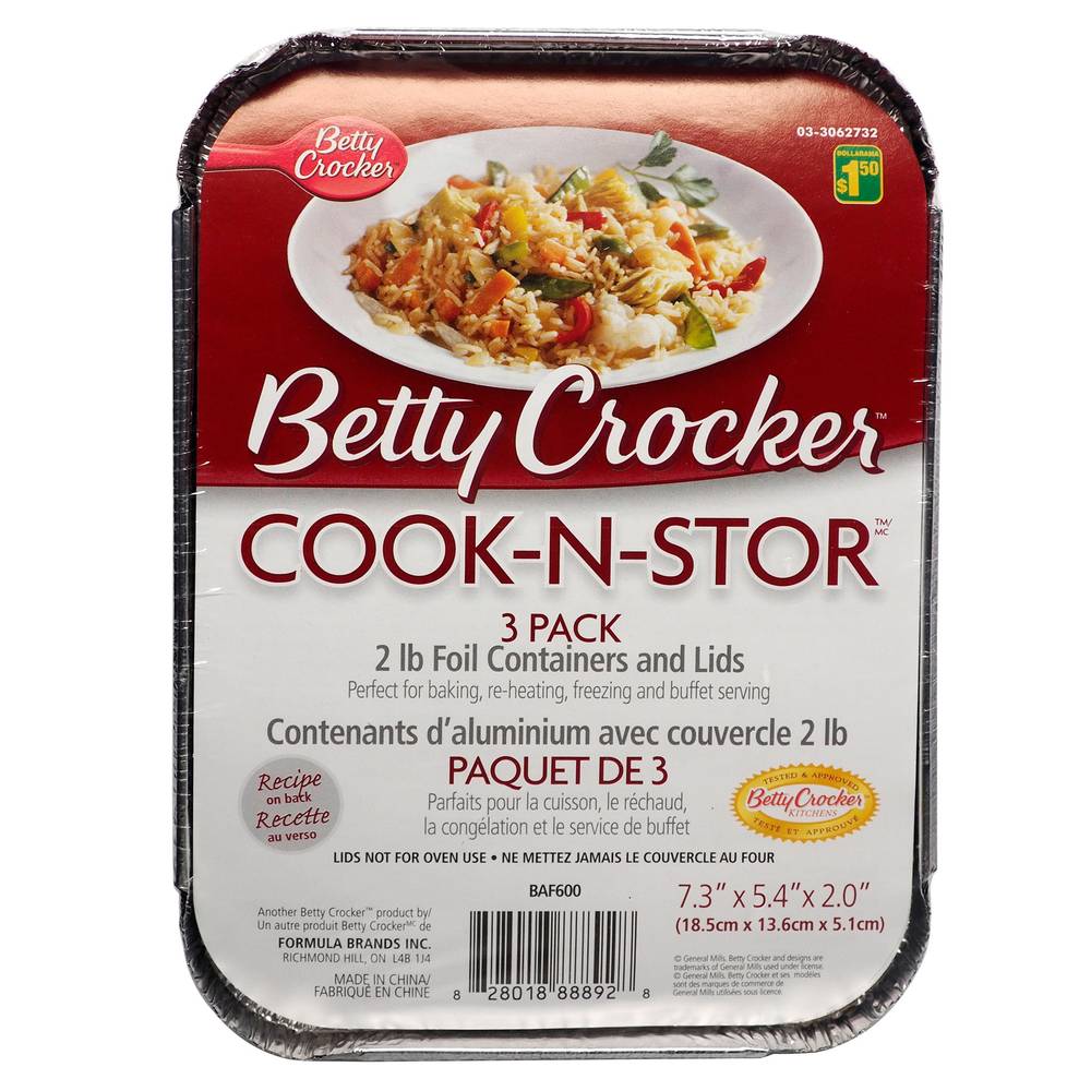 Betty Crocker Cook-N-Stor Foil Containers Lids