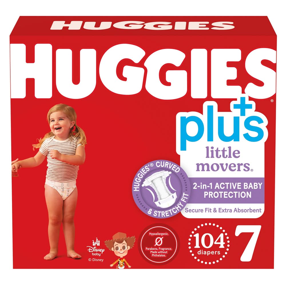 Huggies Plus Little Movers Diapers, 7 (104 ct)