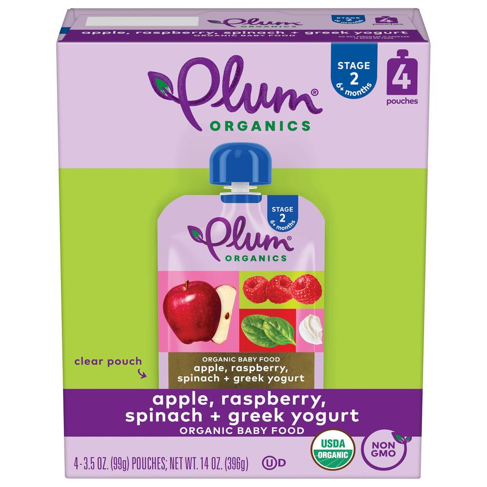 Plum Organics Stage 2 Organic Apple Raspberry Spinach & Greek Yogurt (4 ct)