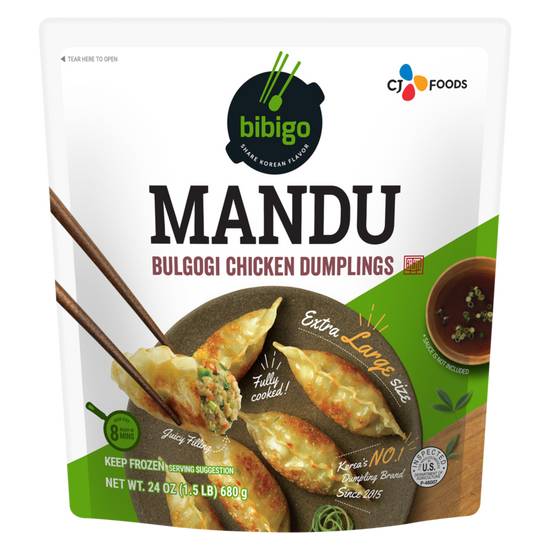 Order Bibigo Frozen Mandu Bulgogi Chicken Dumplings 24oz food online from Everyday Needs by Gopuff store, Tampa on bringmethat.com