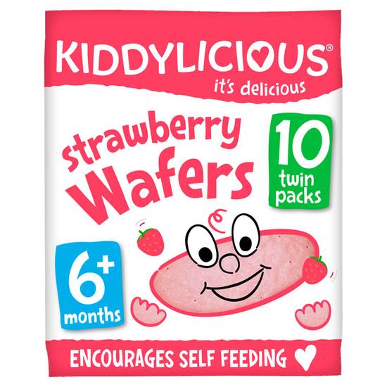 Kiddylicious Wafers, Strawberry, Baby Snack, 6 Months+, Multipack, 10x4g