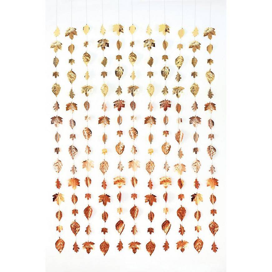 Metallic Leaves Plastic Curtain Backdrop, 5.4ft