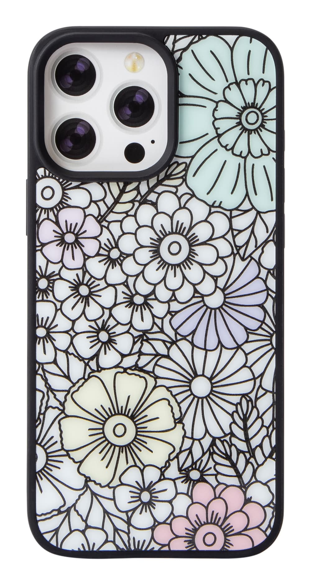 iPhone 16® Pro Max MagSafe Compatible Phone Case Black/White Flowers