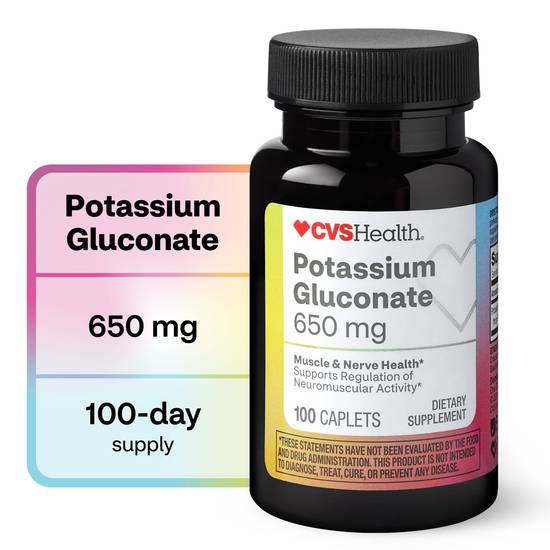CVS Health Potassium Gluconate Caplets, 100 CT