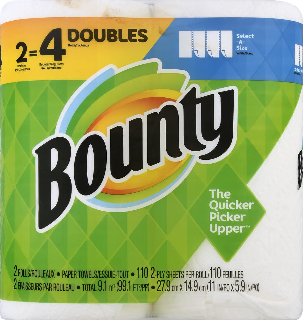 Bounty 2-Ply Select-A-Size Paper Towels, 27.9x14.9 cm, White (2 ct)