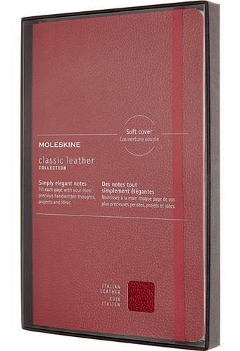 Moleskine · Libreta classic leather rojo raya (200 g)