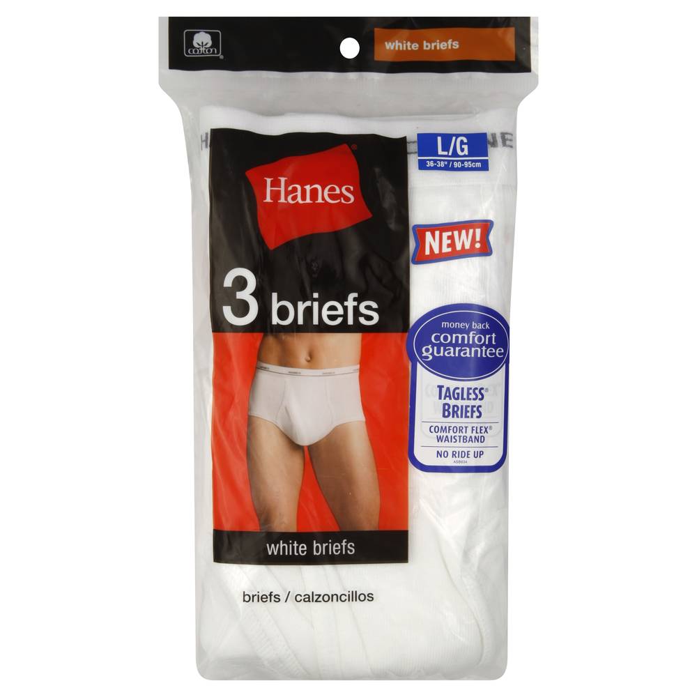 Hanes White Large Briefs