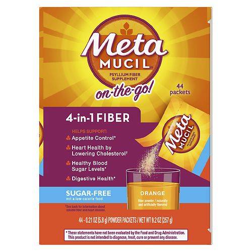 Metamucil Sugar-Free, 4-in-1 Fiber for Digestive Health, Sachets Orange - 0.21 oz x 44 pack