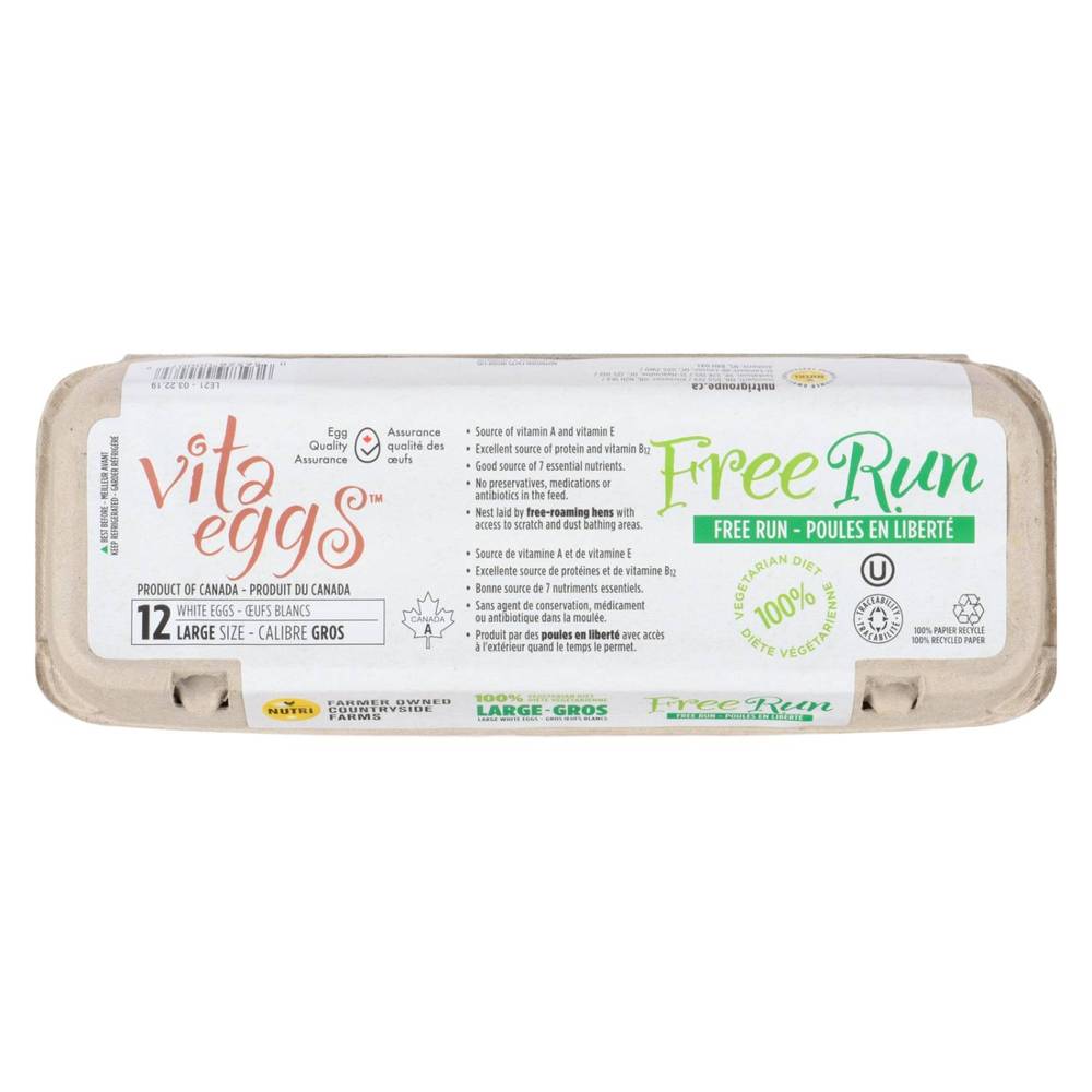 Vita Eggs Free Run Large White Eggs (12 count)