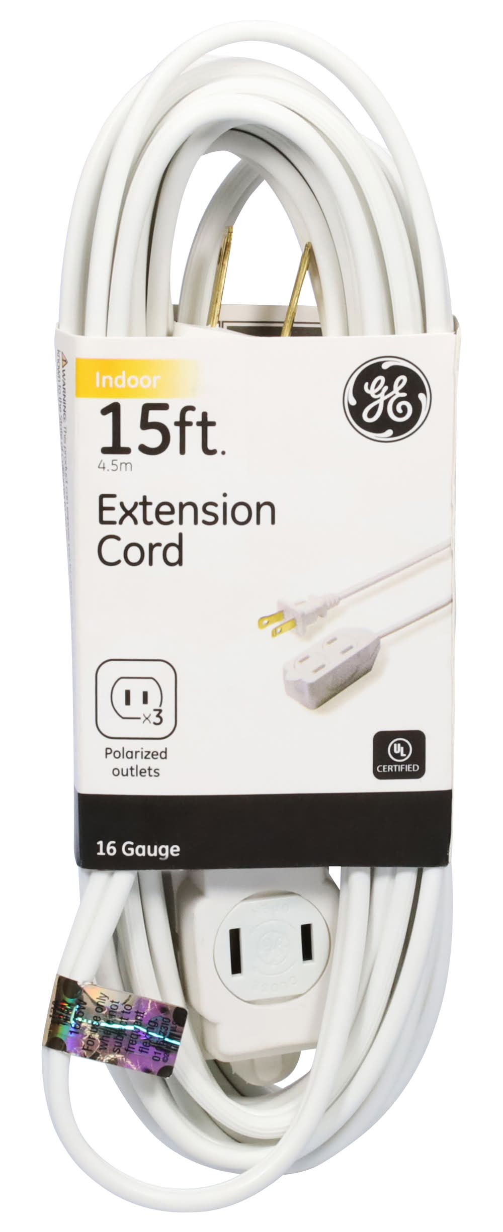 General Electric Extension Cord Indoor White 15 Feet (9.6 oz)