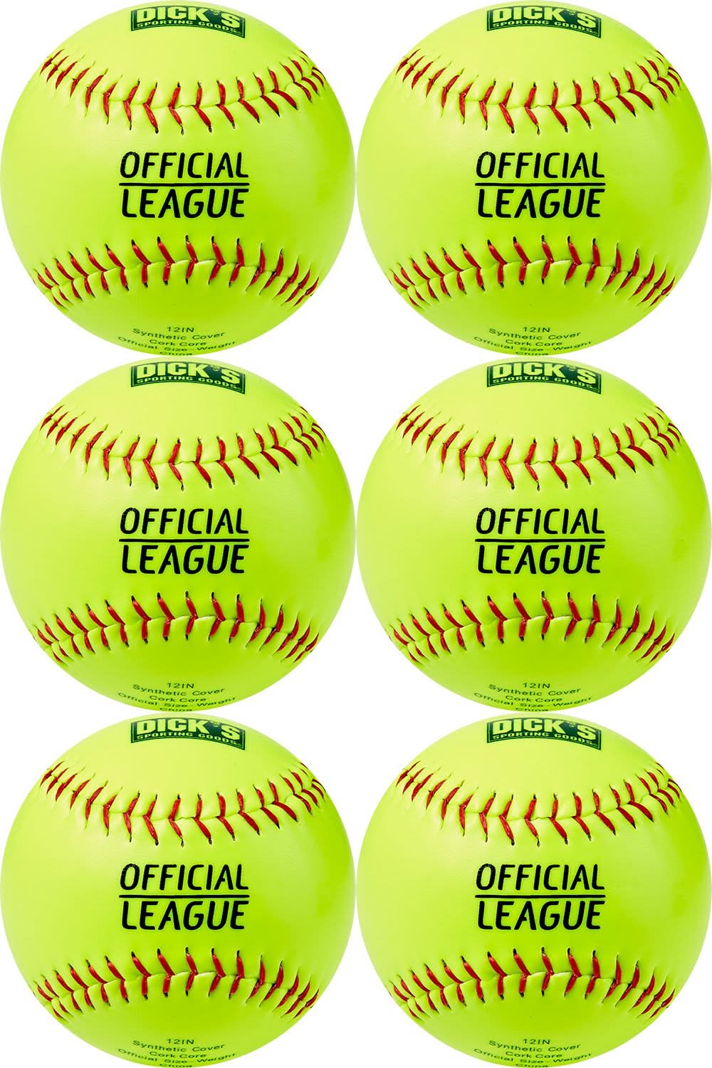 DICK'S Sporting Goods 12'' Practice Softballs – 6 Pack