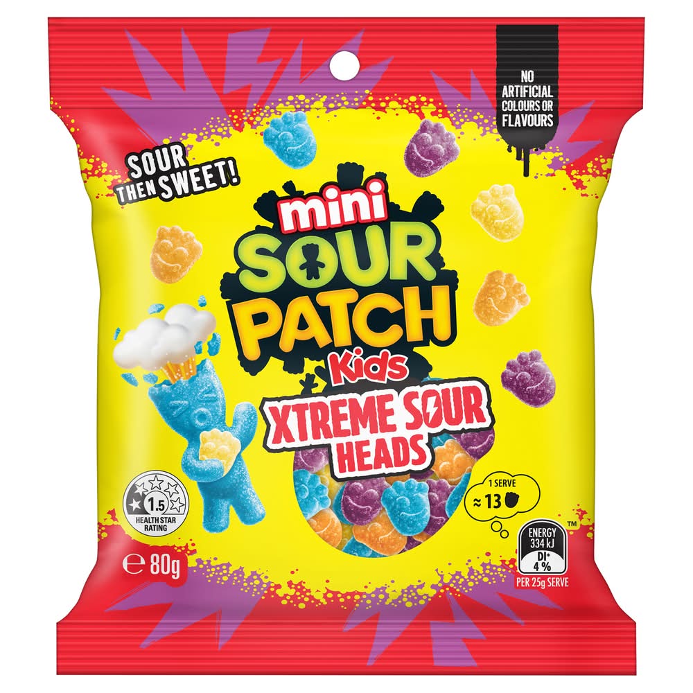 Sour Patch Kids Mini Xtreme Sour Heads (80g)