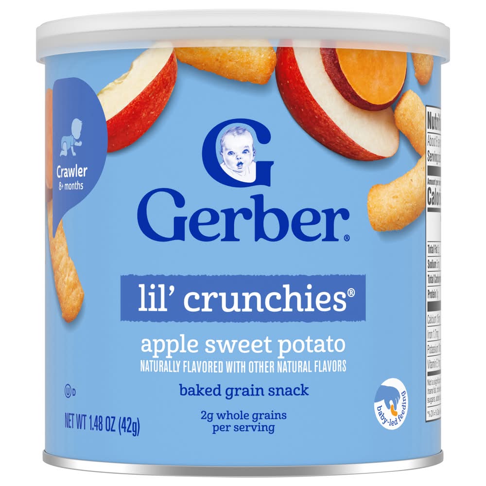 Gerber Lil' Crunchies Baked Grain Snacks For Baby, Apple Sweet Potato, 8+ Months (1.48 oz)