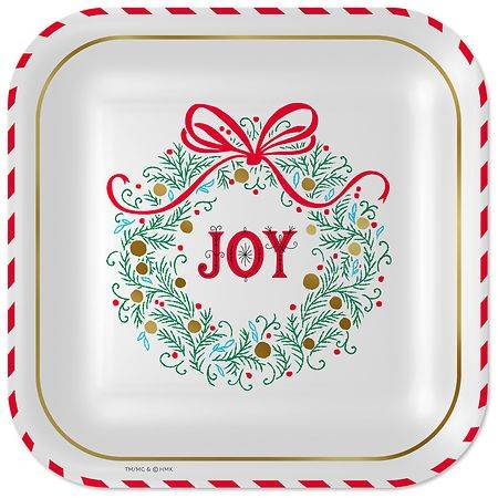 Hallmark Joy Wreath Holiday Dessert Plates - 8.0 ea