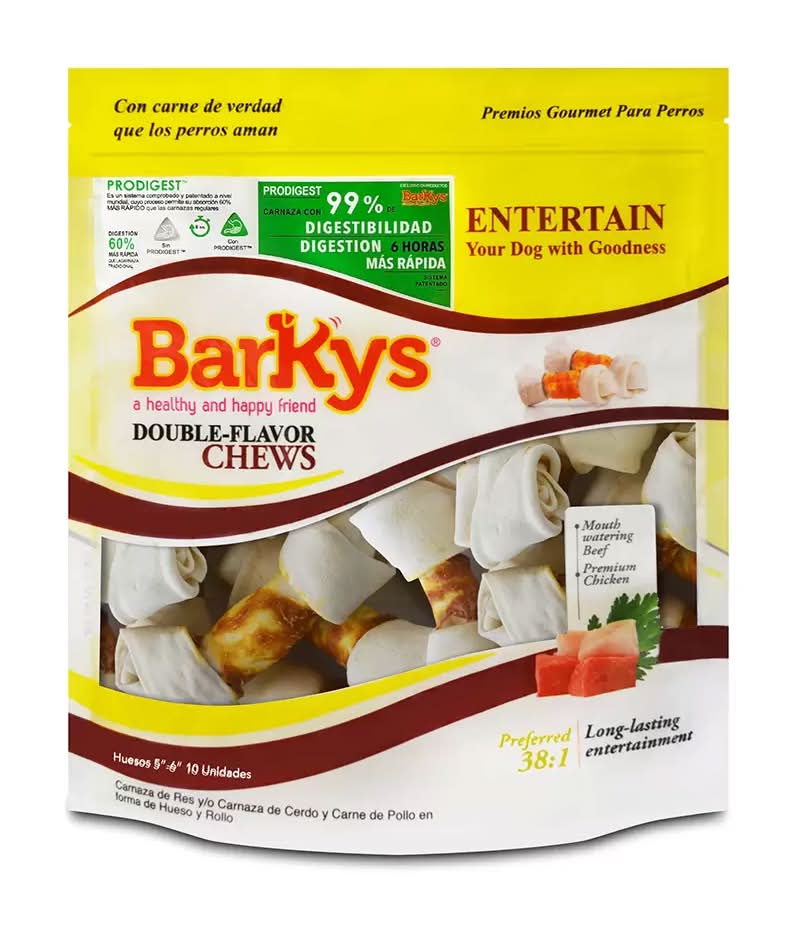 Barkys · Huesos de carnaza para perro, res-pollo (10 un)