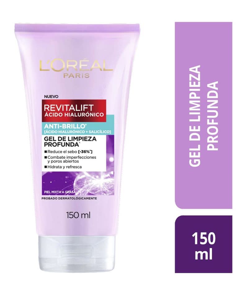 L'Oréal · Revitalift gel de limpieza facial con ácido hialurónico (150 ml)