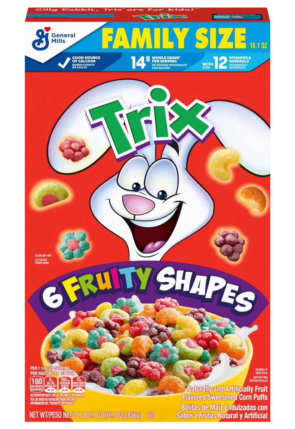 Trix General Mills Fruity Whole Grain Cereal 6 Fruity Shapes, Assorted (16.1 oz)