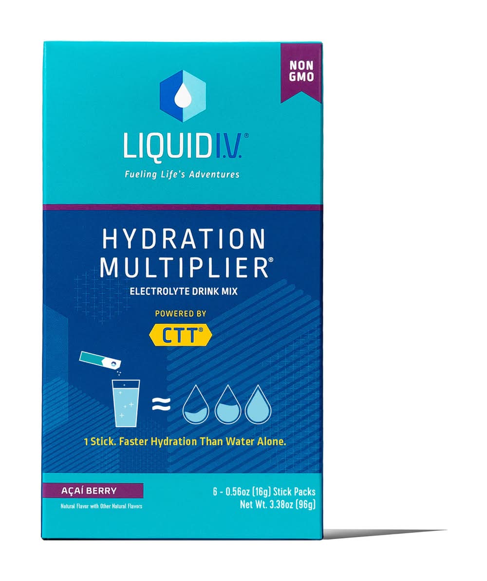 Liquid I.V. Hydration Multiplier Electrolyte Drink Mix, Acai Berry (3.38 oz, 6 ct)