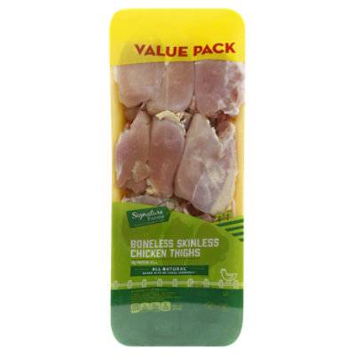 Signature Farms Boneless Skinless Chicken Thighs Value Pack - 3 Lb