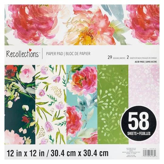 Florals Paper Pad By Recollections, 12" X 12"