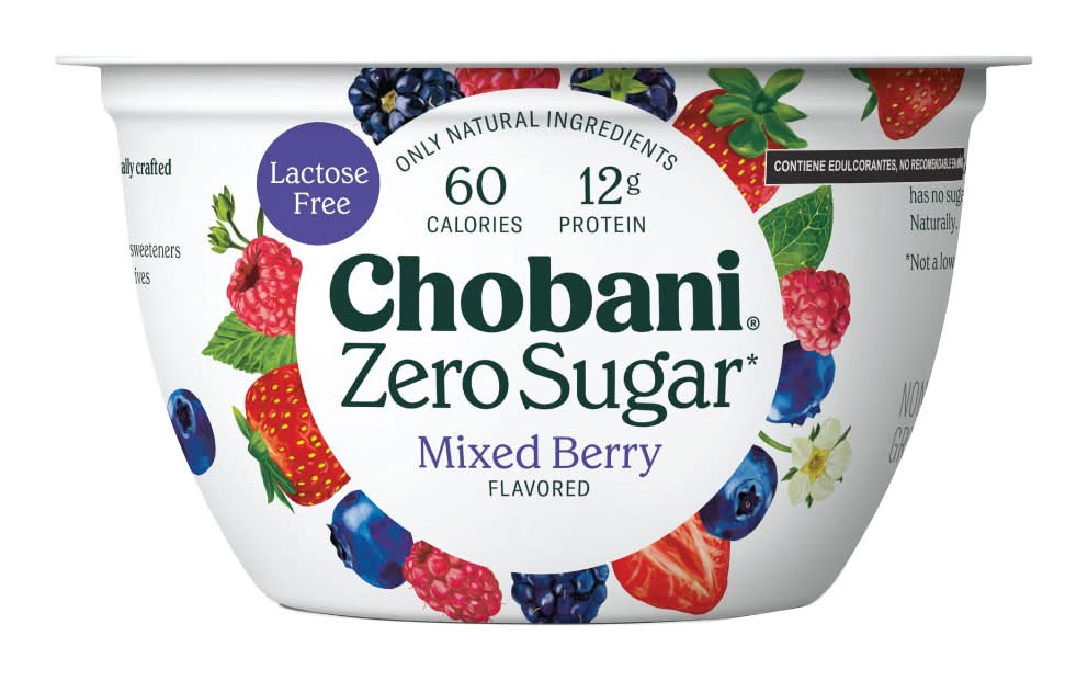 Chobani · Zero sugar yogurt griego sin lactosa, frutos rojos (150 g)