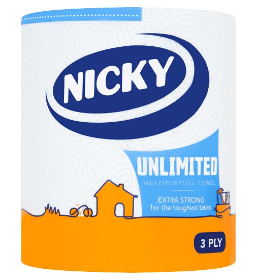 Nicky 25 cm x 22.1 cm, Unlimited Multipurpose 3 Ply Towel Sheets