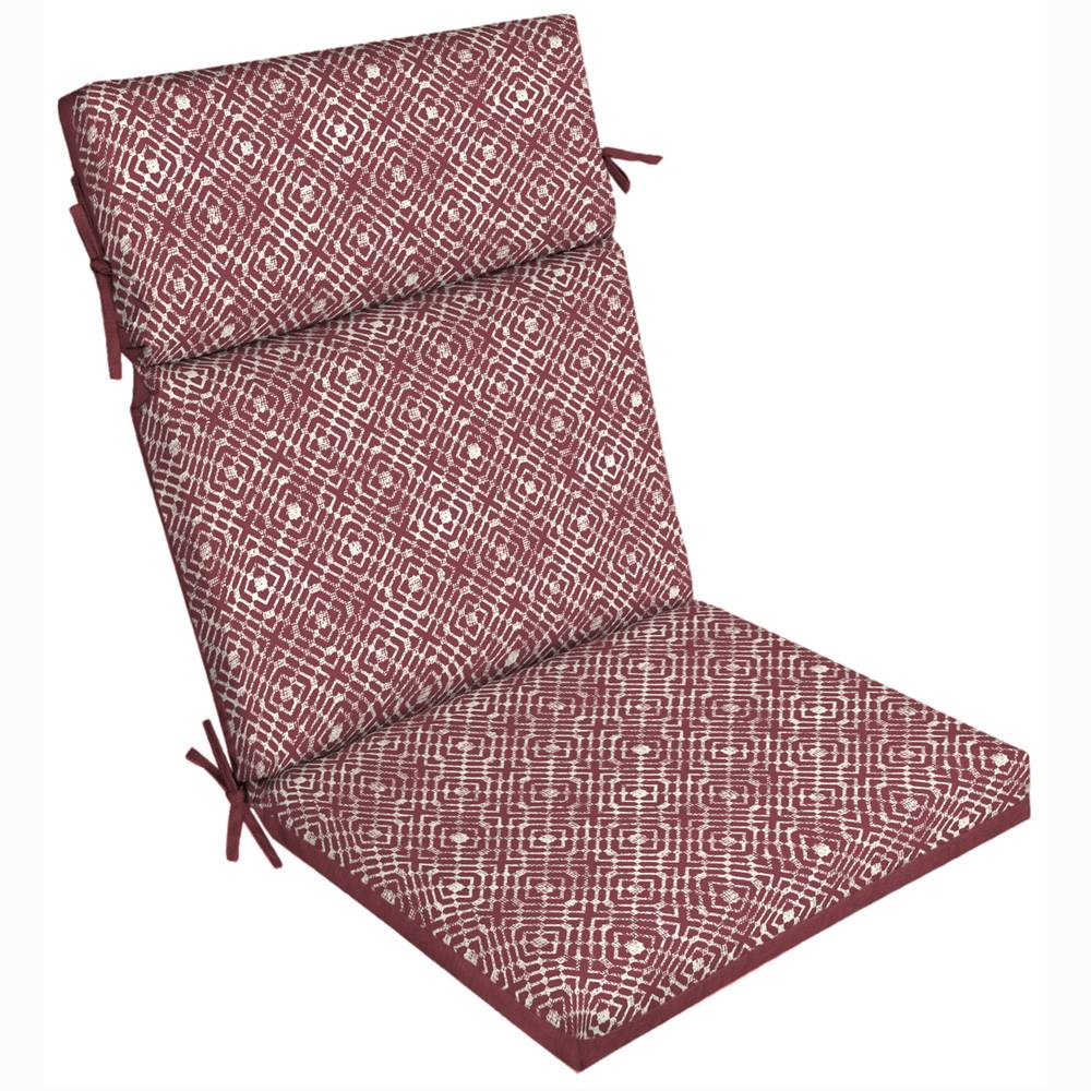 Style Selections 20-in x 21-in Hadrian Red Tile Patio Chair Cushion | HM05713A-9C8