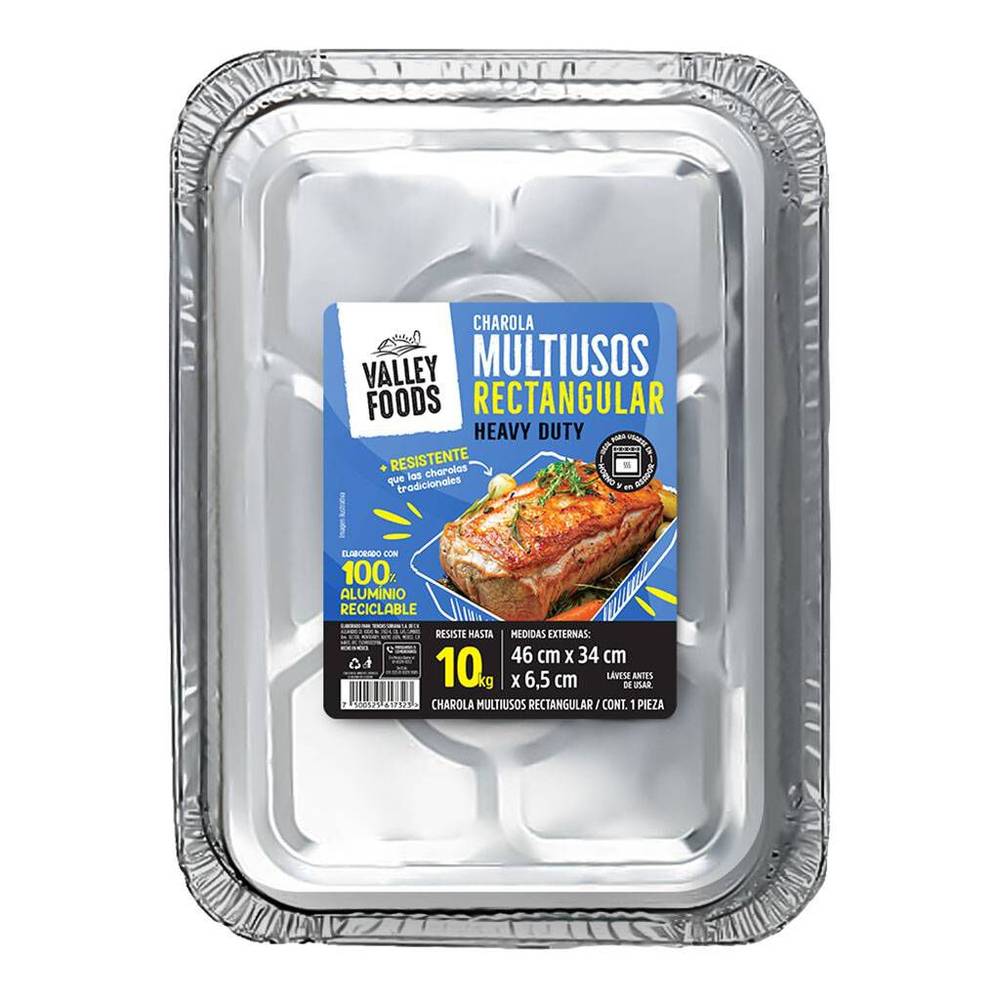 Valley foods charola de aluminio rectangular