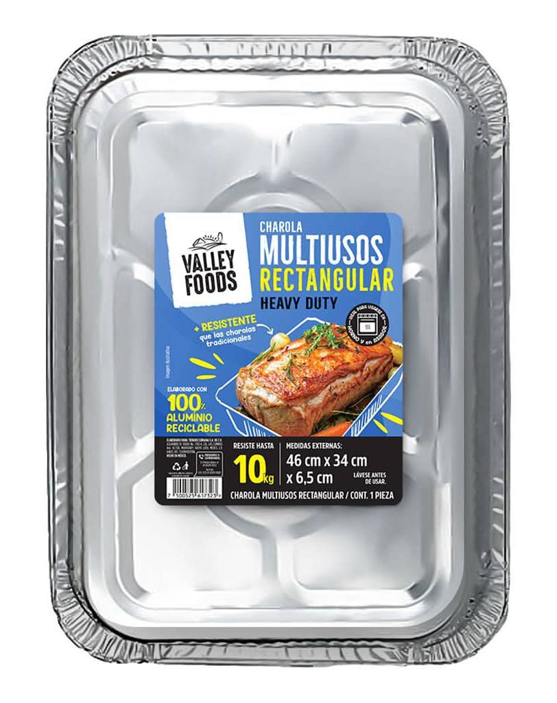 Valley Foods · Charola de aluminio rectangular