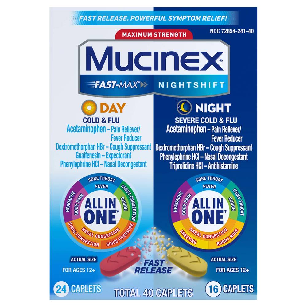 Mucinex Fast-Max Maximum Strength Fast-Max Day Cold & Flu & Nightshift Severe Cold & Flu