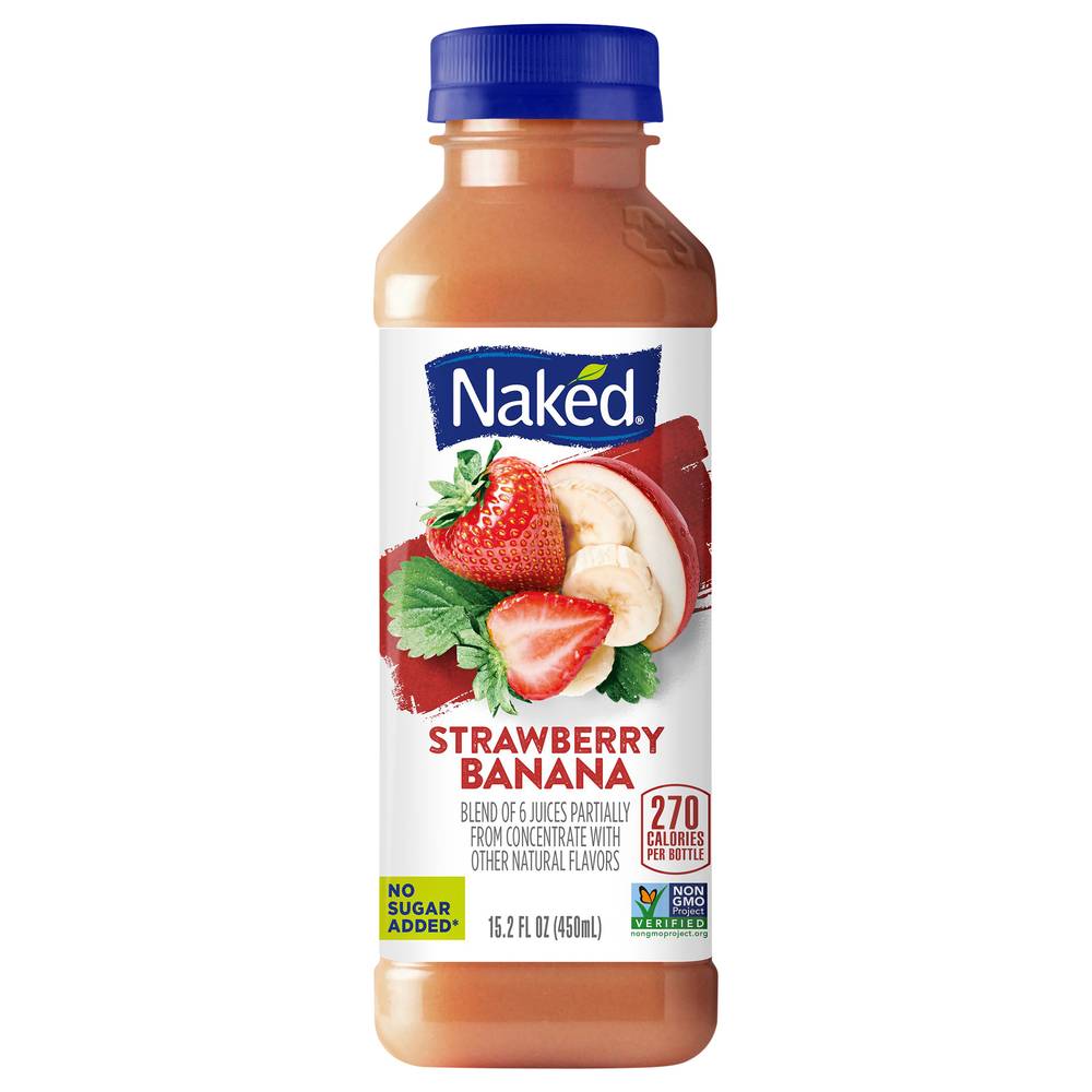 Naked No Sugar Added Fruit Juice, Strawberry-Banana (15.2 fl oz)