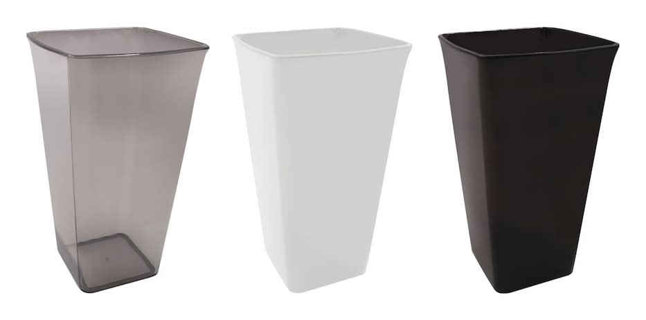 Stylish Square Plastic Flower Vases, 7.4 in.