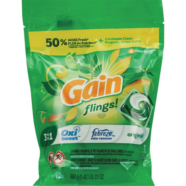 Gain Flings! 3-in-1 Laundry Detergent Pacs + Aroma Boost, 31 ct