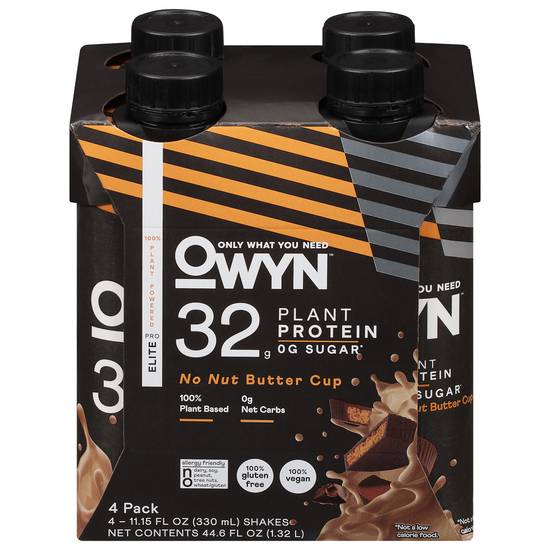 Owyn Only What You Need Plant Protein No Nut Butter Cup Protein Shake (4 pack, 11.15 fl oz)