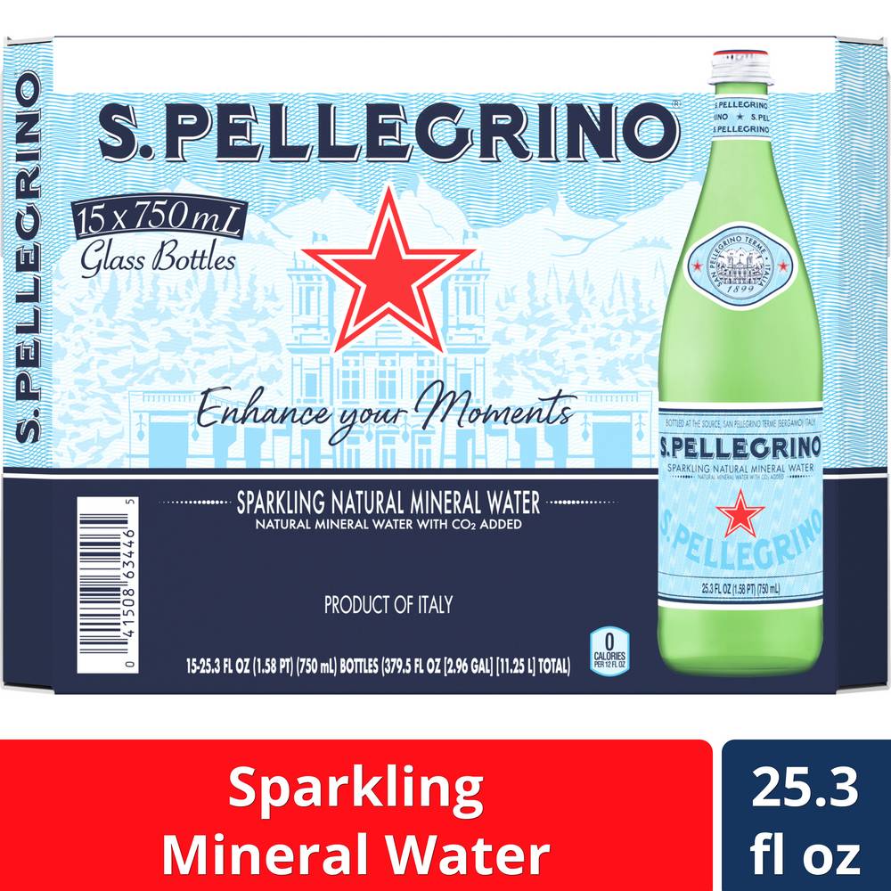 San Pellegrino Sparkling Natural Mineral Water (15 x 25.3 fl oz)