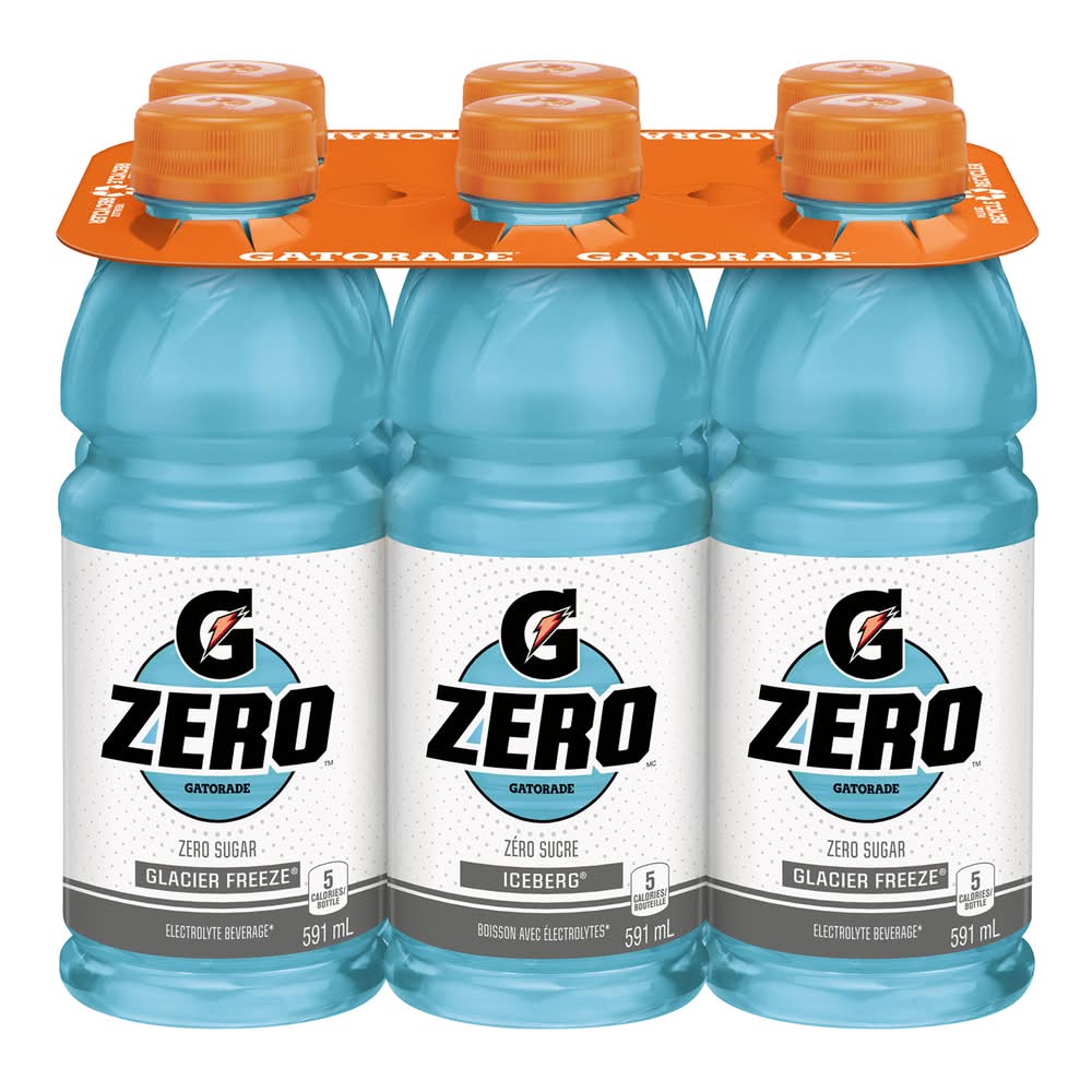 Gatorade zero boisson pour sportifs - zero sports drink (6 pièces, 0.59 l) (glacier freeze)