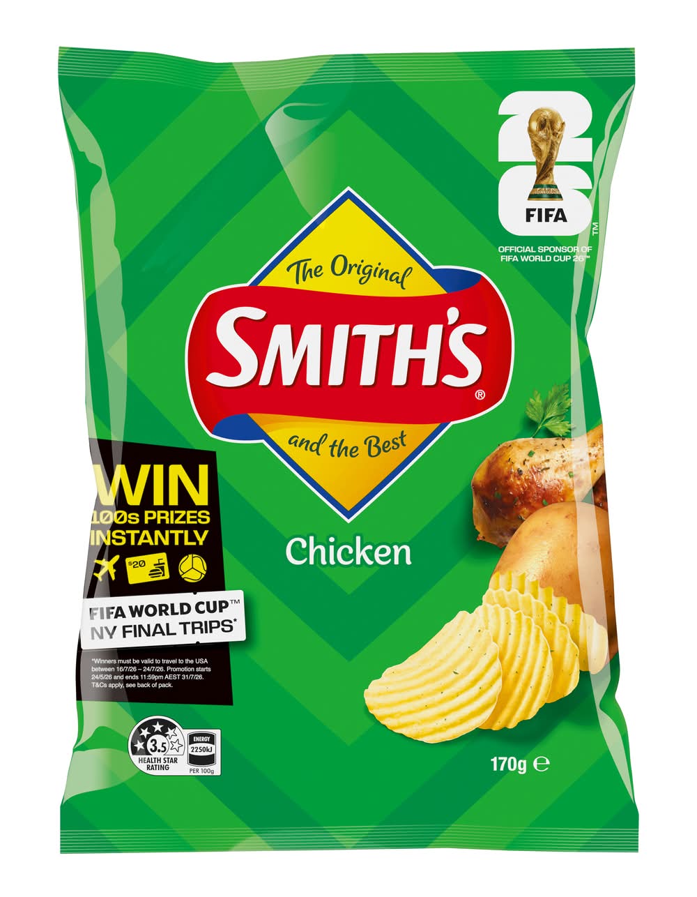 Smith's Crinkle Cut Potato Chips, Chicken (170g)