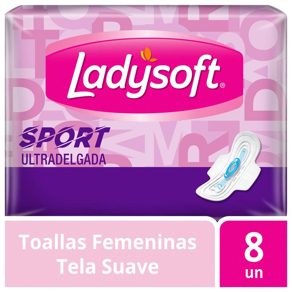 Ladysoft toalla higiénica sport ultradelgada tela suave con alas