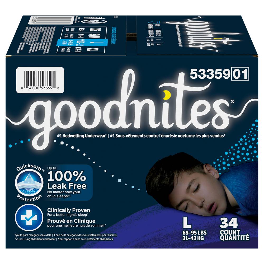 Goodnites Nighttime Boys Underwear Large (10-12. 31-43 kg)