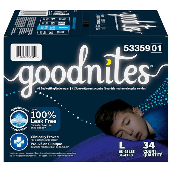 Goodnites Nighttime Boys Underwear Large 10-12