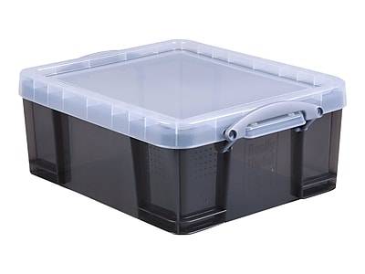 Really Useful Box. Snap Lid Storage Bin, Transparent Smoke