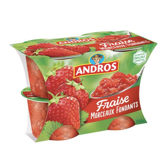 Andros - Dessert fruitier avec morceaux fraise (4 pièces)