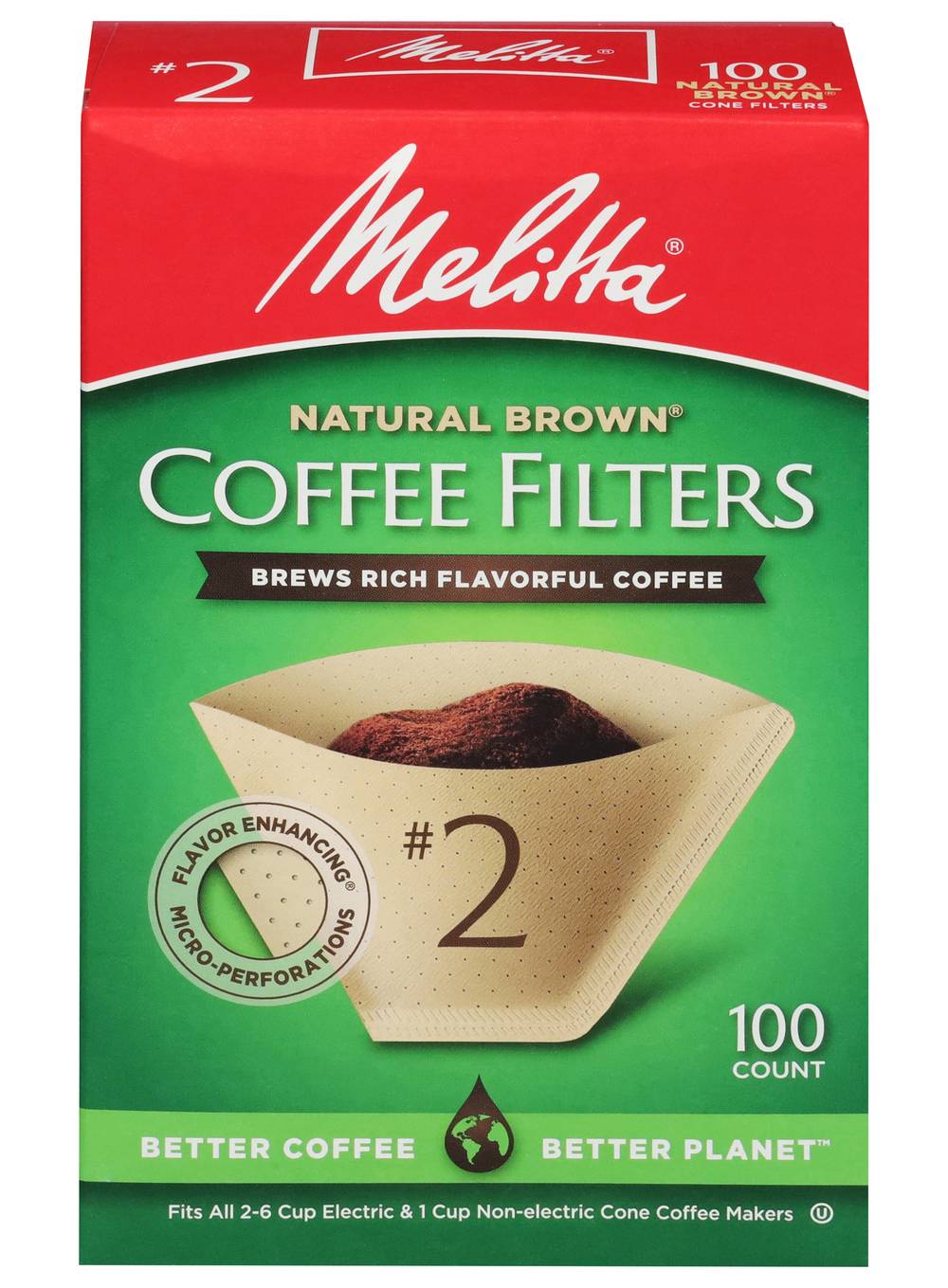 Melitta Super Premium Natural Brown No. 2 Coffee Filters (6.4 oz)