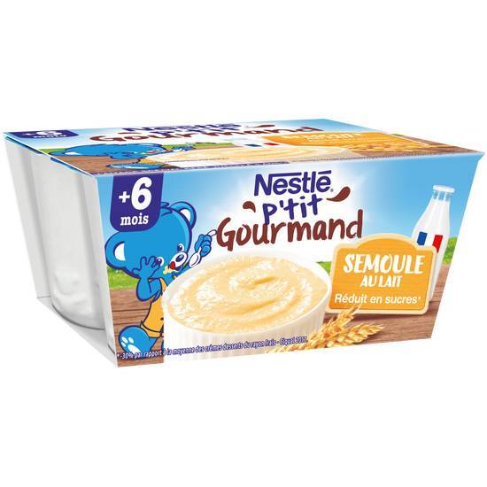 Nestle p'tit gourmand semoule au lait - 4 x 100g - dès 6 mois - 400g