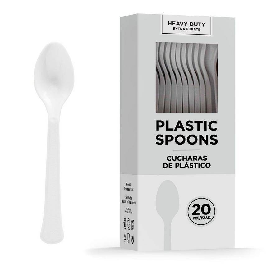 White Heavy-Duty Plastic Spoons, 50ct