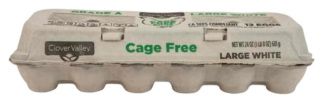 Clover Valley Cage Free Grade A Large White Eggs 12 Ct