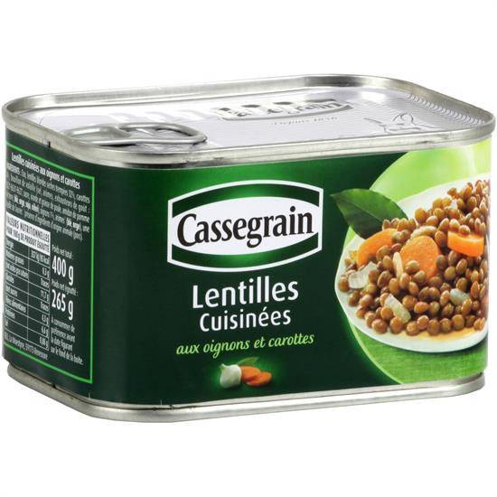Légumes cuisinés lentilles oignons carottes CASSEGRAIN - la boite de 265 g net égoutté