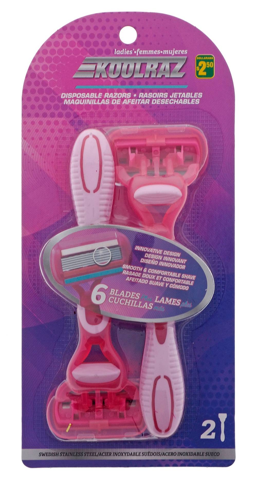 Koolraz 6 Blade Disposable Razor, Women (2 ct)