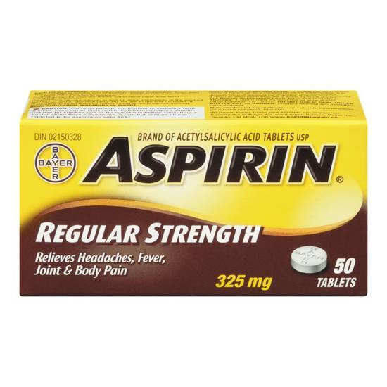 Aspirin Acetylsalicylic Acid Tablets 325 mg (50 units)