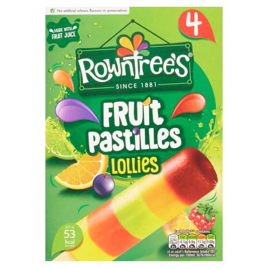 Rowntree's Fruit Pastilles Ice Lollies (4 pack, 65 ml)